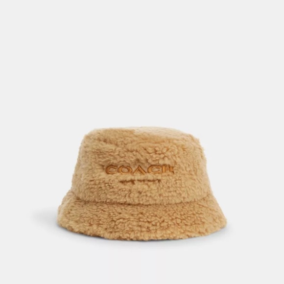 Coach Beige Shearling Bucket Hat - Picture 1 of 3